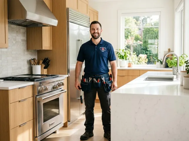 Appliance Repair Hero technician in a Baltimore, OH kitchen after an appliance repair